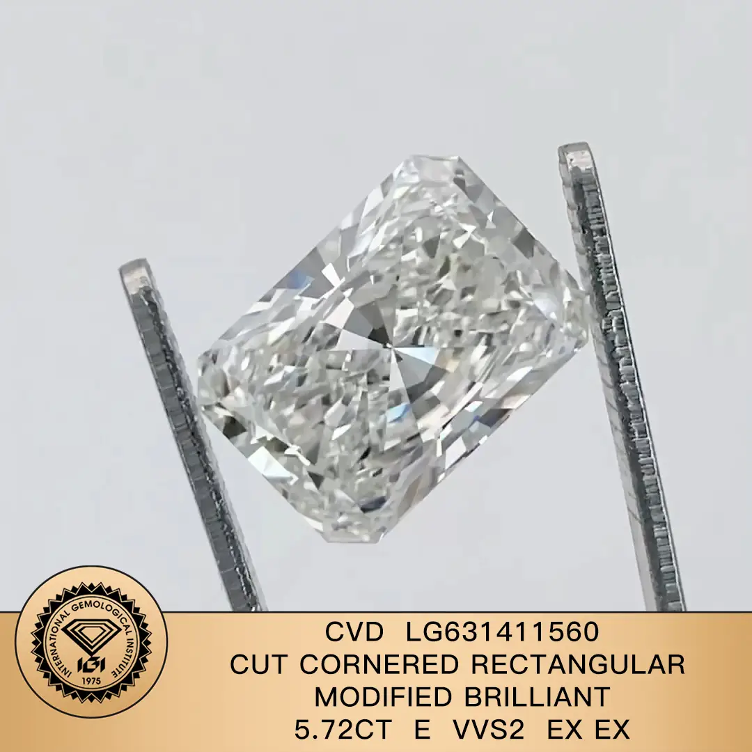IGI Ricatangulat Modificato radiante brillante modificato 5.72ct E VVS2 EX EX CVD LG631411560 per gioielli di lusso 1
