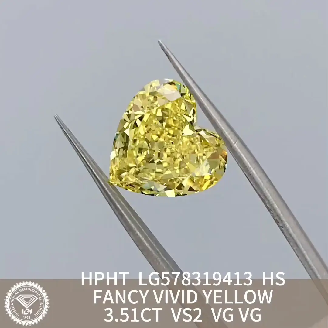 Messi Jewelry Lab Diamond Copertutto Fancy VIVID GIALLO 3,51CT VS2 HPHT LG578319413 1
