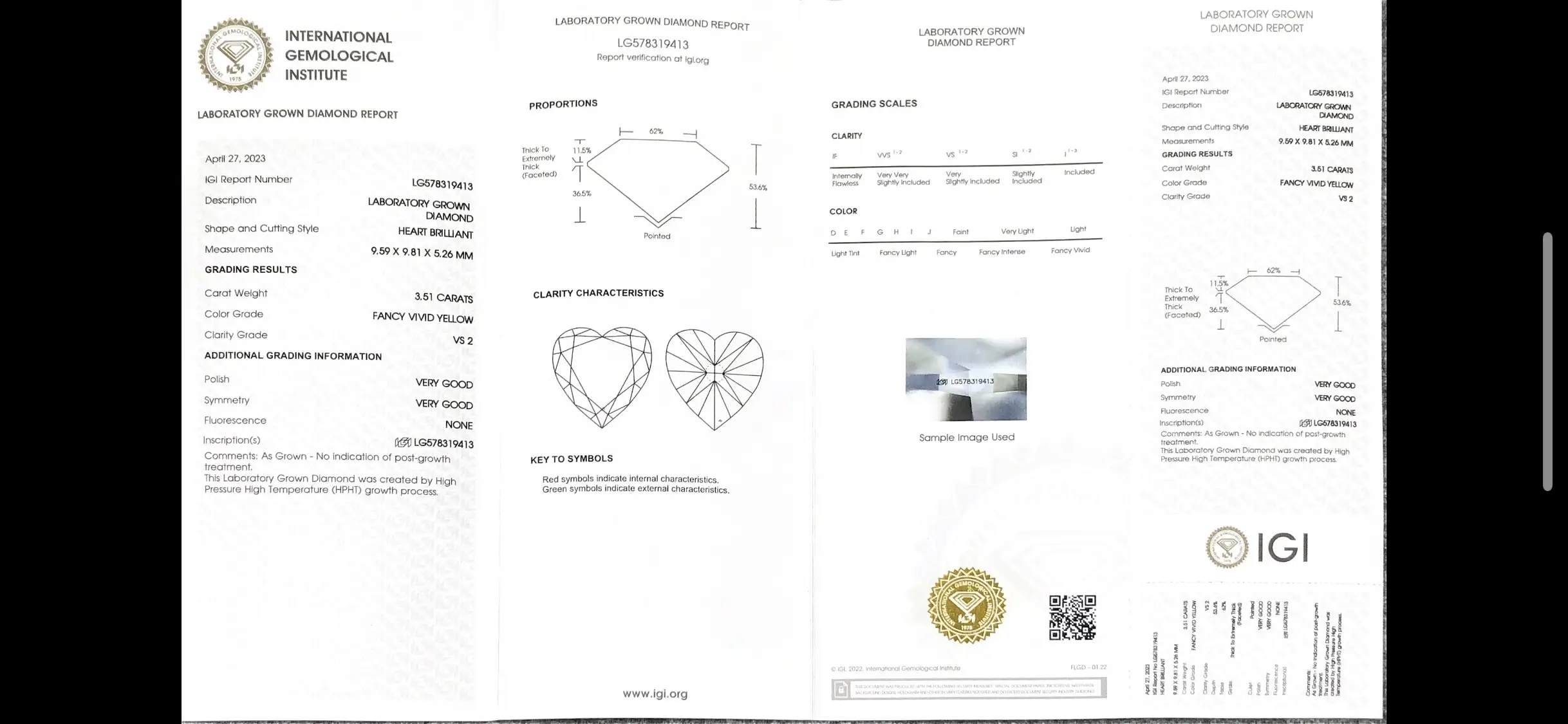 Heart Cut Lab Diamond 3.51CT Yellow VS2 - Messi Jewelry 5