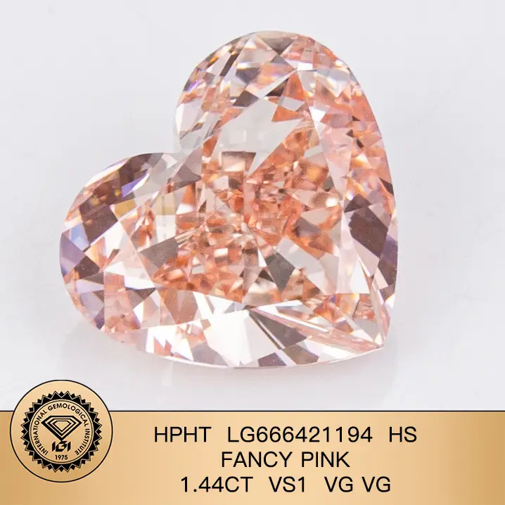 Calco di cuore Fancy Pink da 1,44 ct Diamond Lab VS1 VG VG HPHT LG666421194 | Gioielli Messi 1