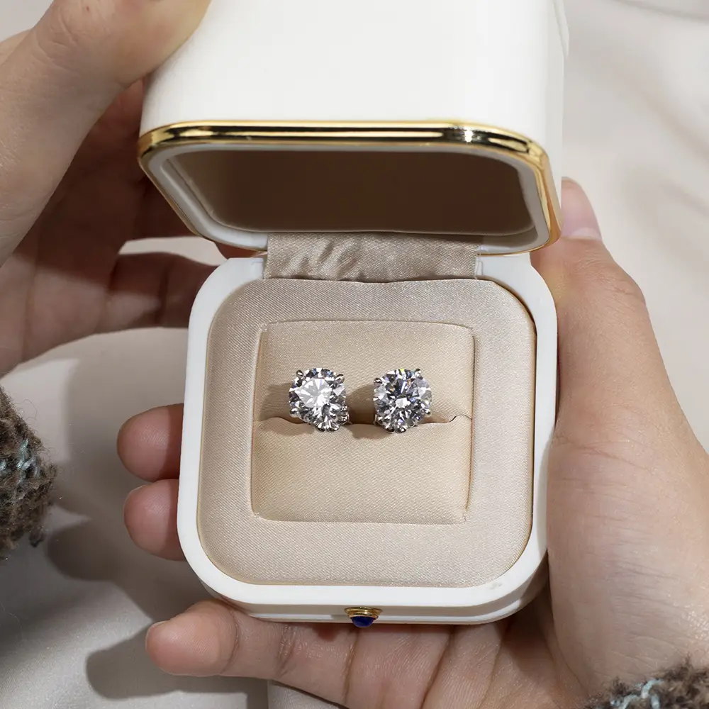 Customized Messi Jewelry White Gold Lab Diamond Earrings 3