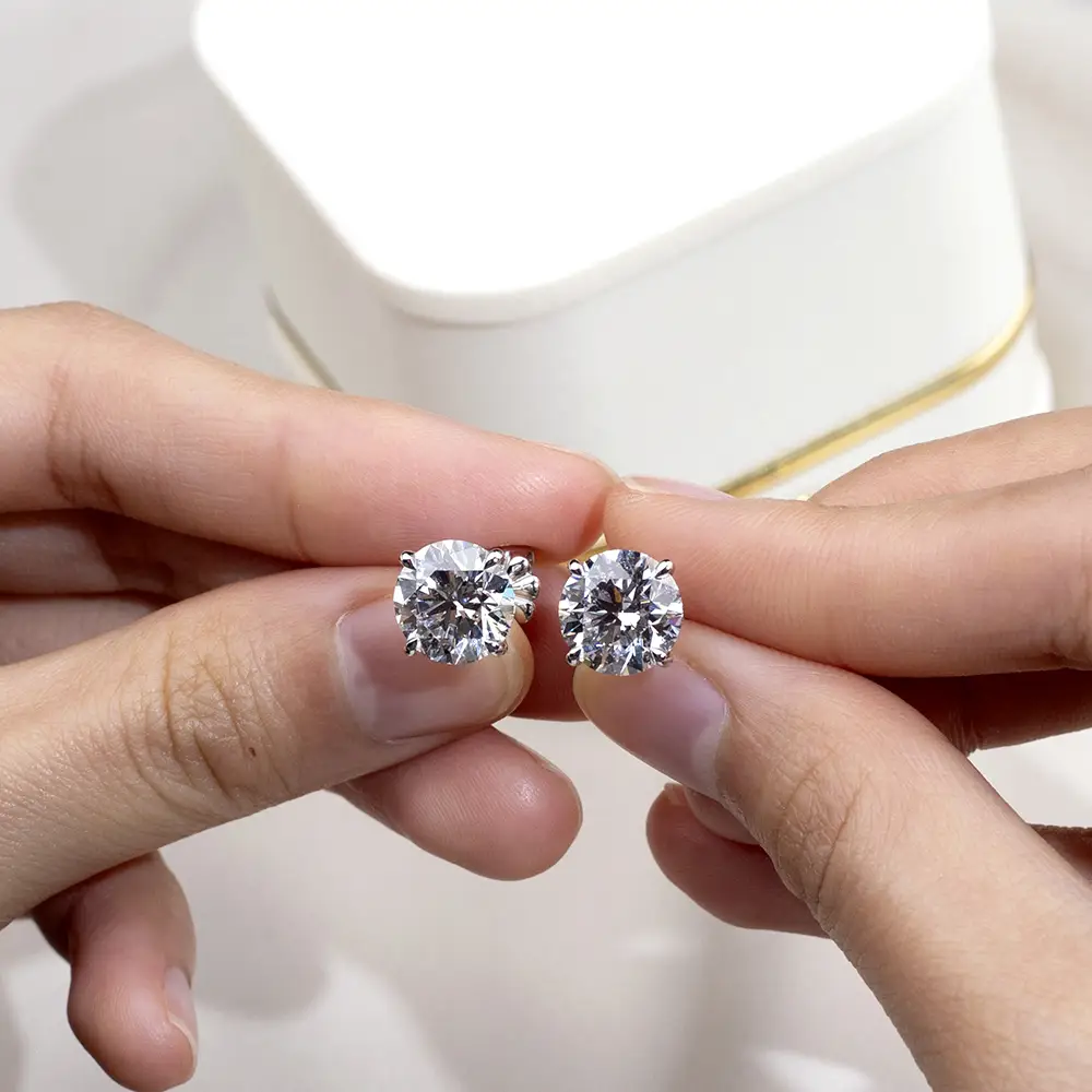 Customized Messi Jewelry White Gold Lab Diamond Earrings 2