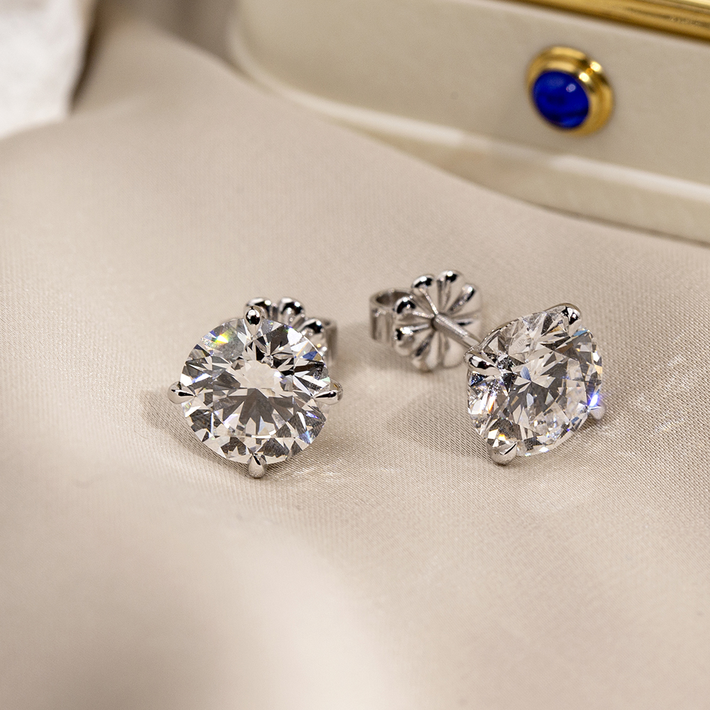 Customized Messi Jewelry White Gold Lab Diamond Earrings 13