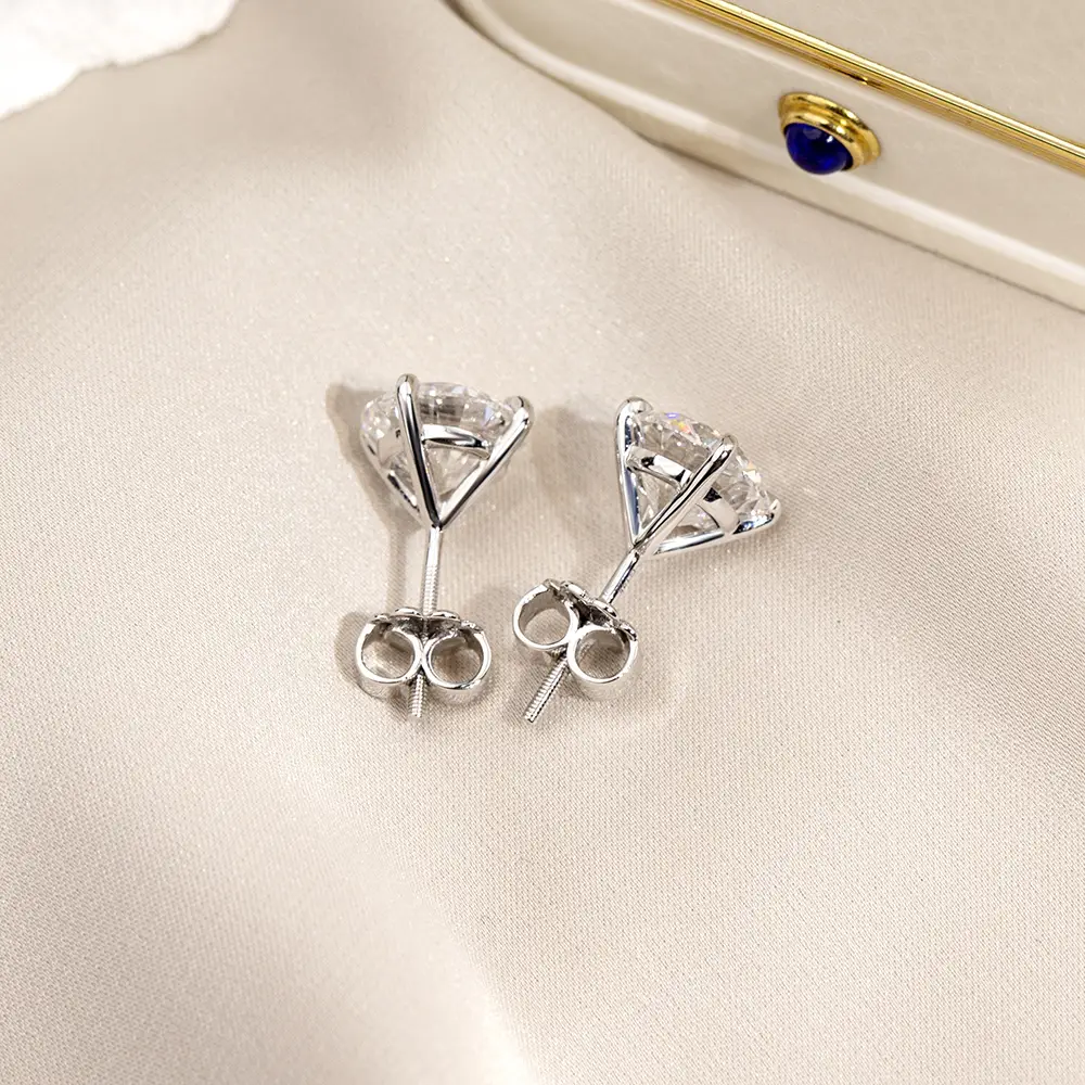 Customized Messi Jewelry White Gold Lab Diamond Earrings 6