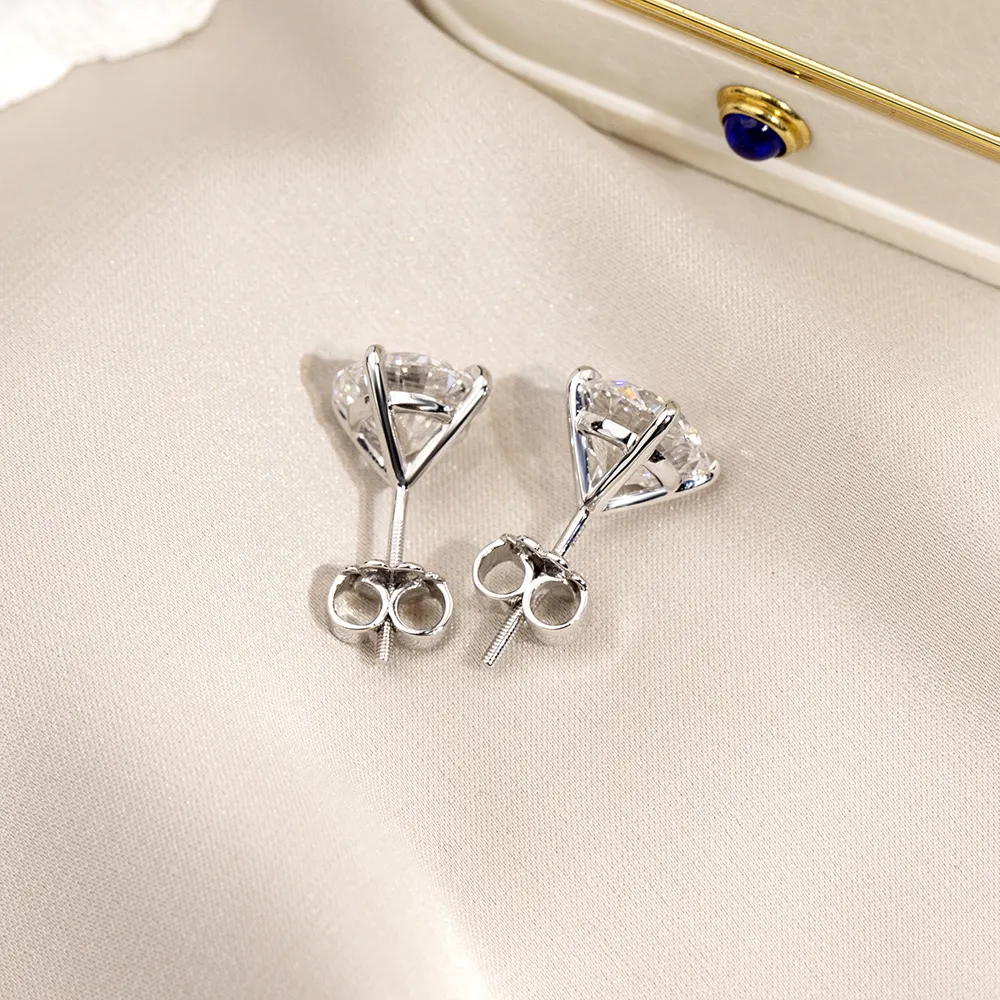 Customized Messi Jewelry White Gold Lab Diamond Earrings 6