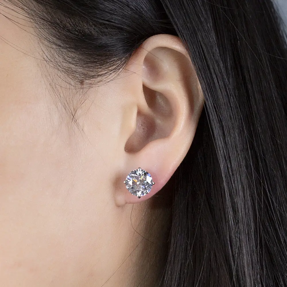 Customized Messi Jewelry White Gold Lab Diamond Earrings 7