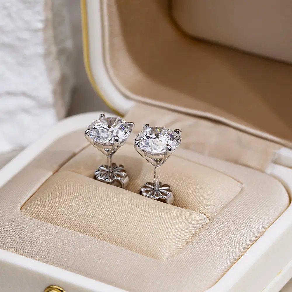 Customized Messi Jewelry White Gold Lab Diamond Earrings 4