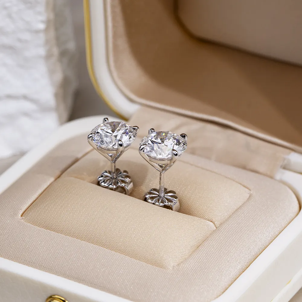 Customized Messi Jewelry White Gold Lab Diamond Earrings 4