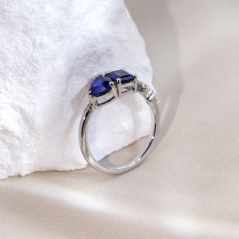 Messi Jewelry MSR-1805 18K  Yellow Gold Customize Jewelry Lab Sapphire Ring 8