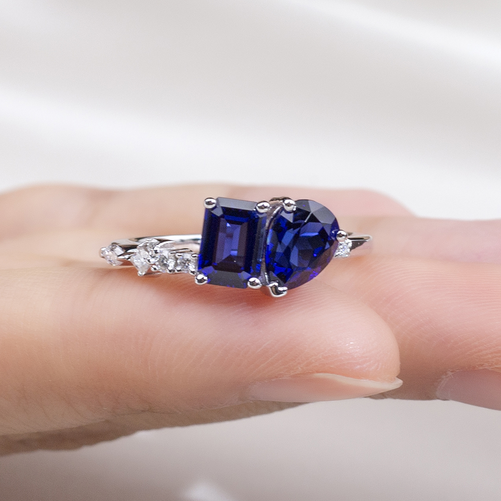 Messi Jewelry MSR-1805 18K  Yellow Gold Customize Jewelry Lab Sapphire Ring 10