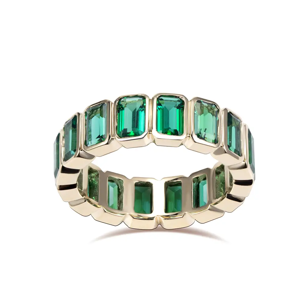 MSR-1723 14K Giollo giallo Gioielli personalizzato Lab Emerald Anello 1