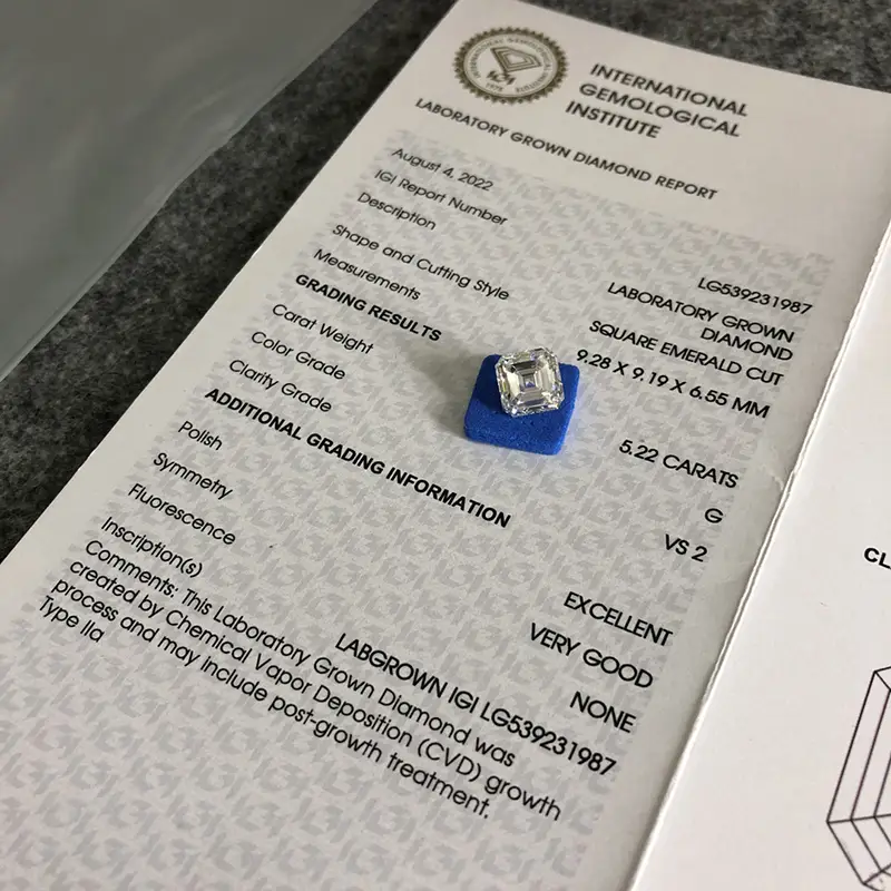 IGI Certified Lab Diamond Asscher Cut - Customizable Jewelry 5