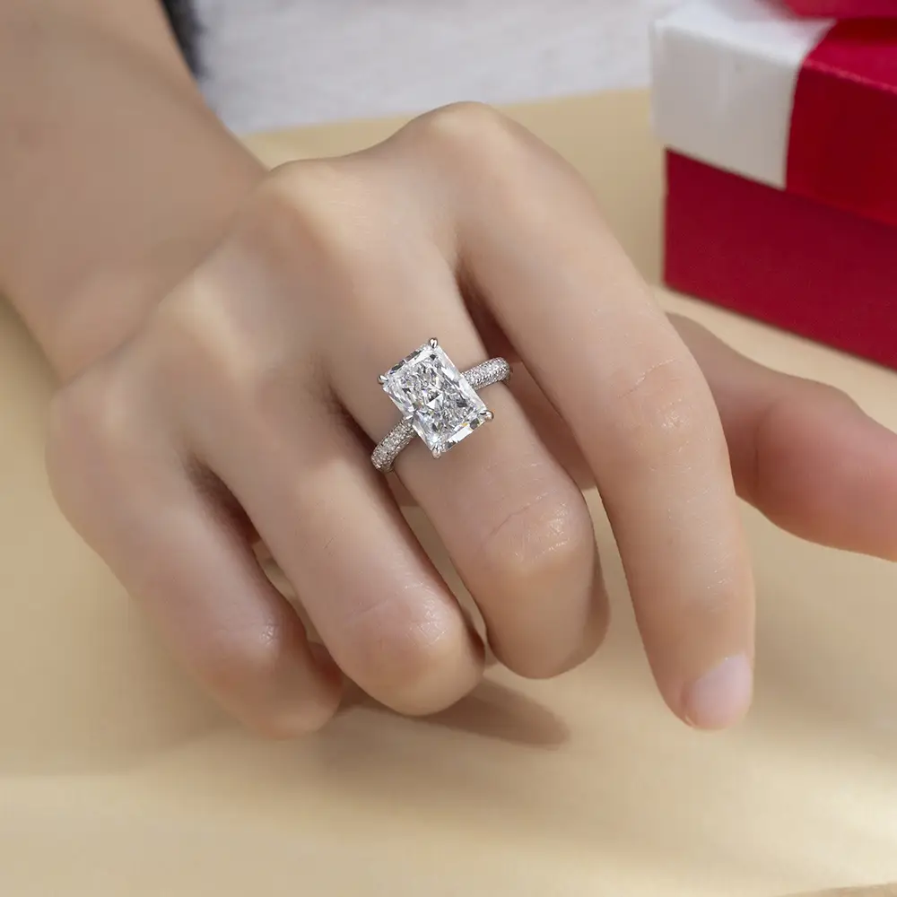 **Radiant Cut CVD Lab Diamond Ring in 18K White & 14K Yellow Gold** 4