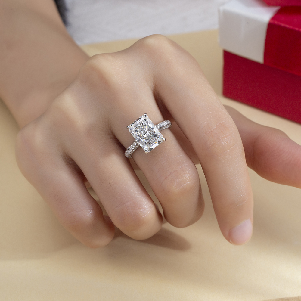 **Radiant Cut CVD Lab Diamond Ring in 18K White & 14K Yellow Gold** 9