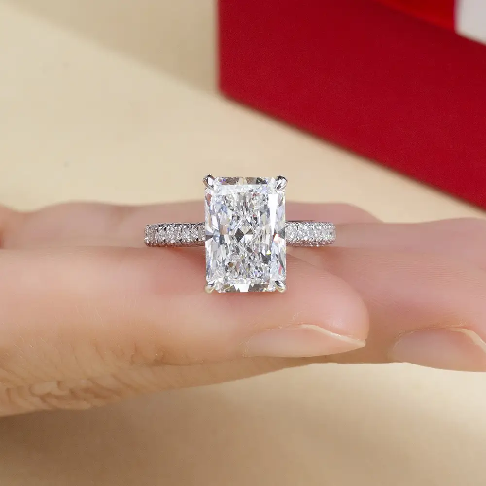 **Radiant Cut CVD Lab Diamond Ring in 18K White & 14K Yellow Gold** 3