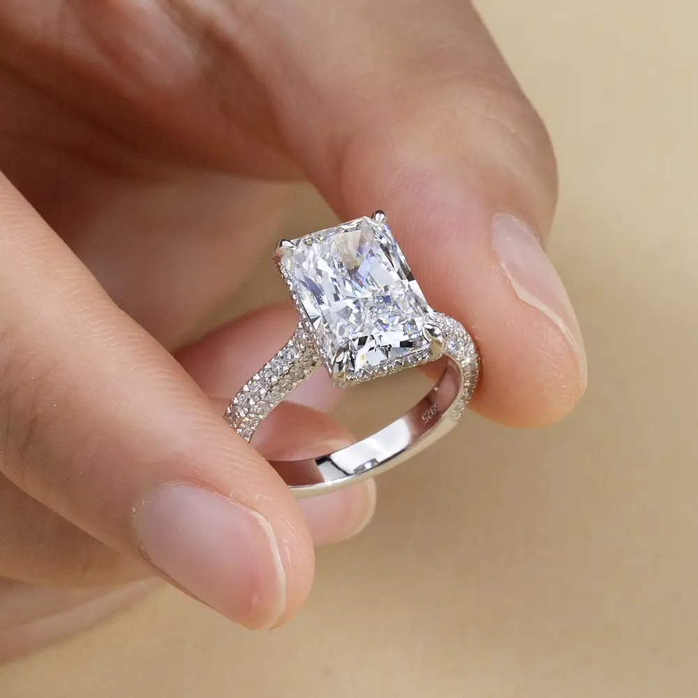 **Radiant Cut CVD Lab Diamond Ring in 18K White & 14K Yellow Gold** 2