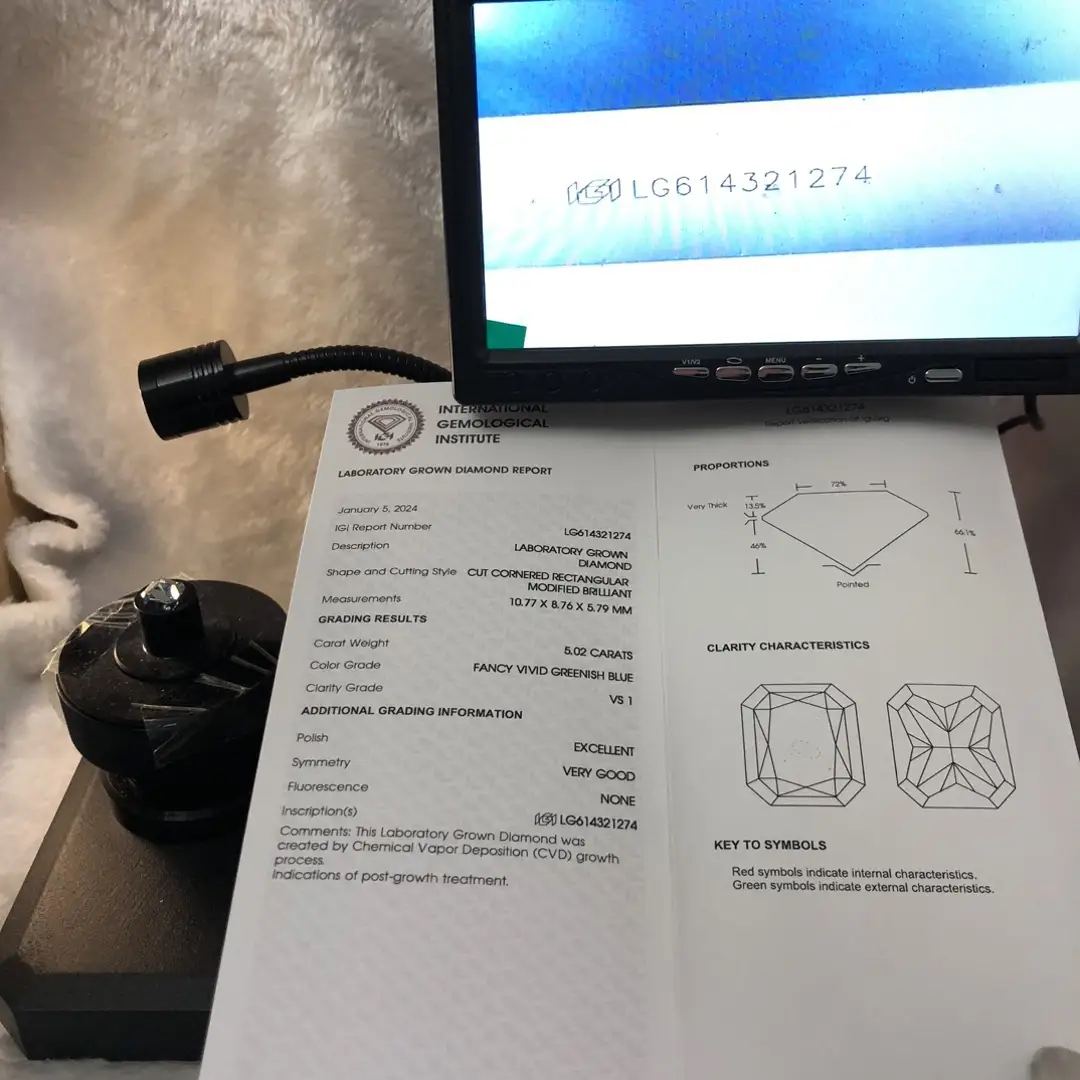 5.02ct Radiant Lab Diamond - IGI Certified, Perfect Symmetry & Cut 4
