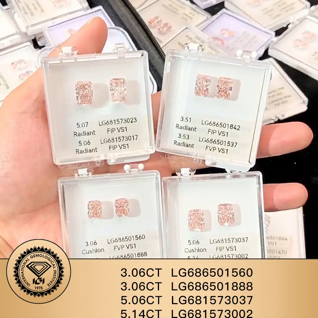 Cuscino /radiante 3ct 5ct fantasia rosa Vs1 CVD Diamond Lab Grown Diamond IGI LG681573002 LG681573017 1