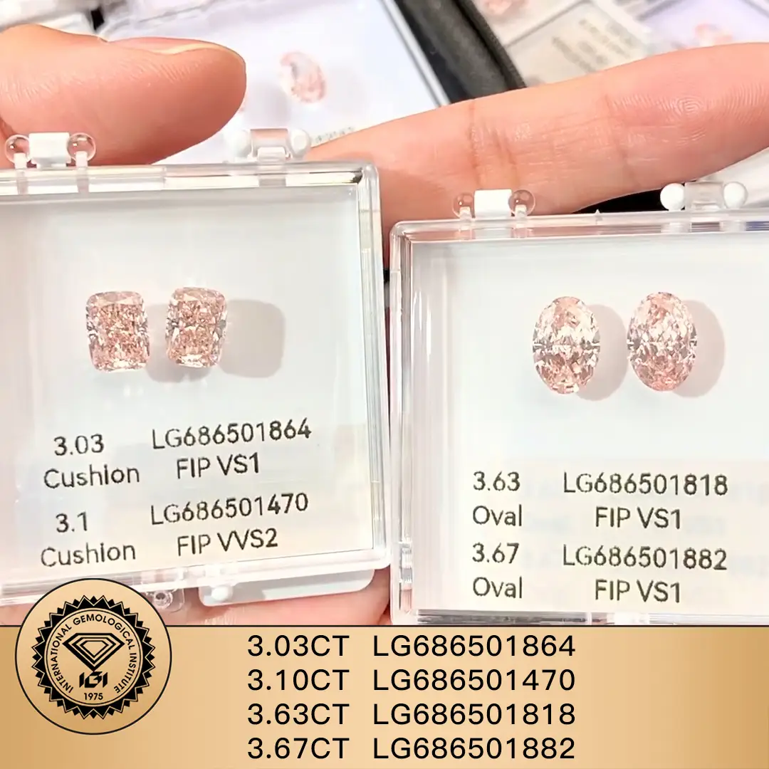 Cushion /Oval 3ct Fancy Pink vs CVD Diamond Lab Grown Diamond IGI LG686501470 LG686501864 LG686501818 LG686501882 1