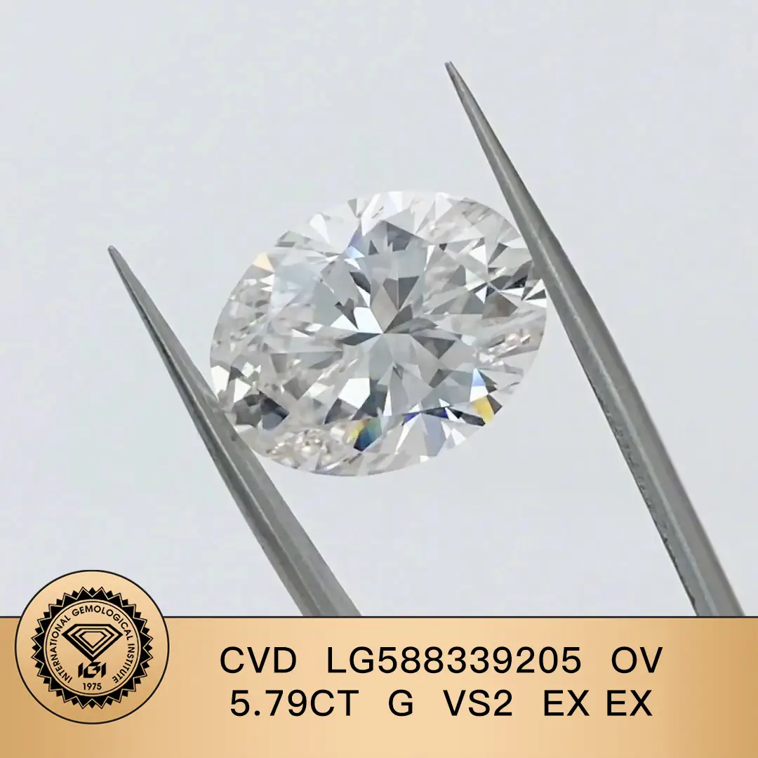 Oval CVD Lab creato Diamond Lab coltivato 5,79CT G VS2 certificato IGI LG588339205 | Gioielli Messi 1