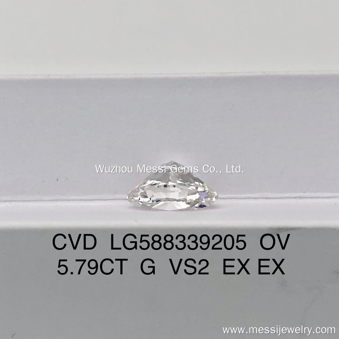 Oval CVD Lab Gibuhat Diamond Lab Gitubo 5.79CT G VS2 IGI Certified LG588339205 | Messi Alahas 12