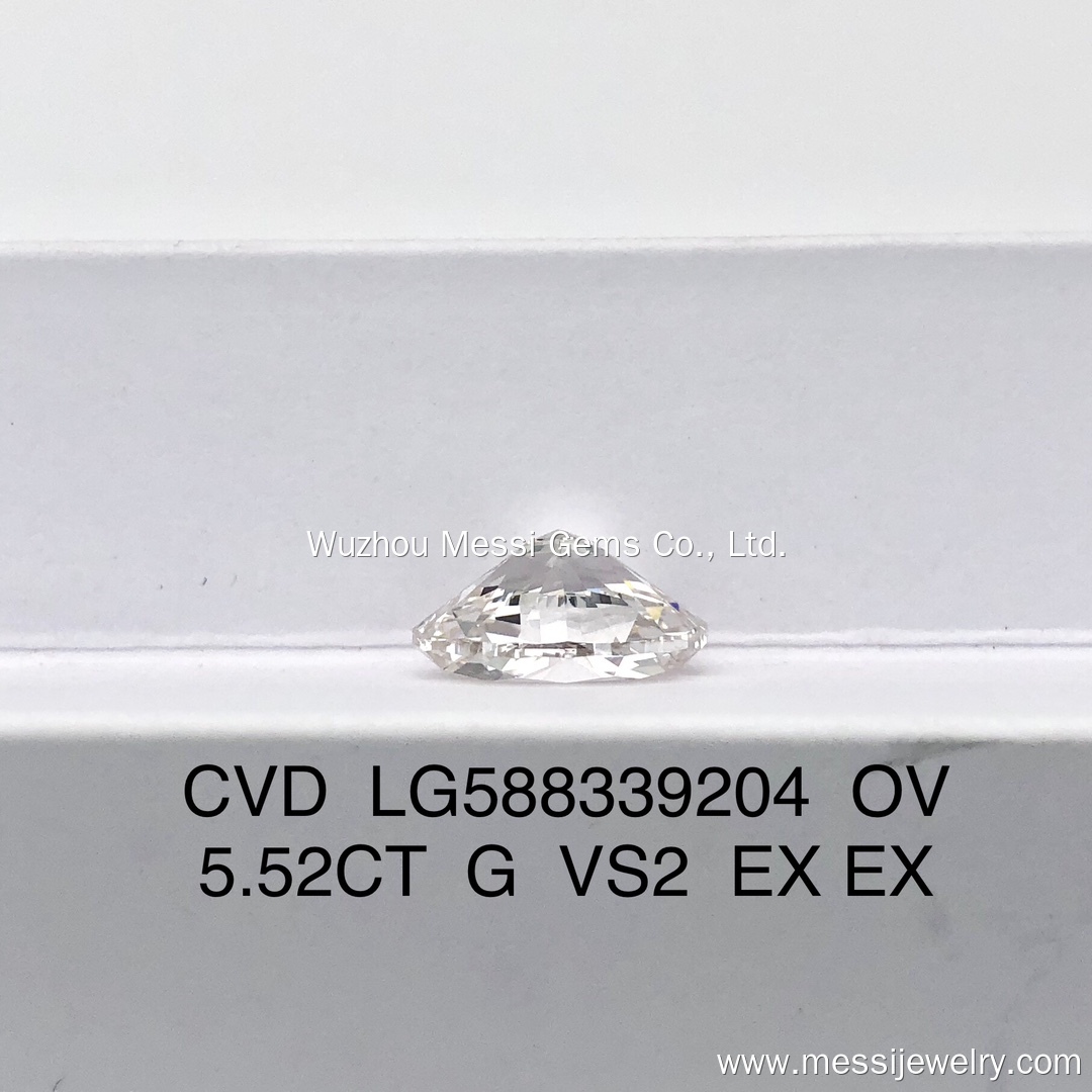 Oval nga porma White Lab Grown Diamond 5.52CT G VS2 CVD Uban sa IGI certificate LG588339204 | Messi Alahas 11