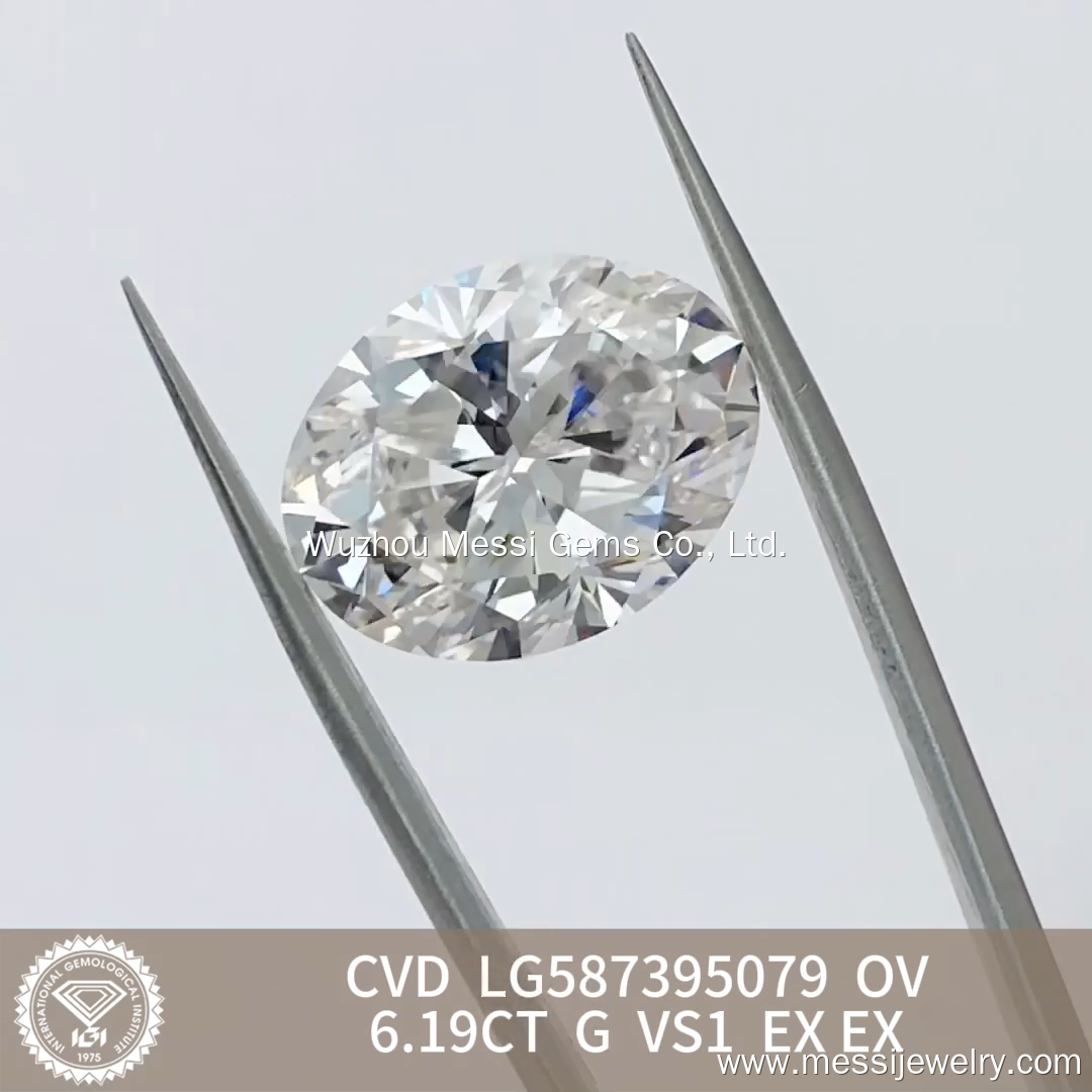 Oval Shape 6.19ct G VS1 HPHT Diamond CVD Lab Grown Diamond IGI Certificate LG587395079 10
