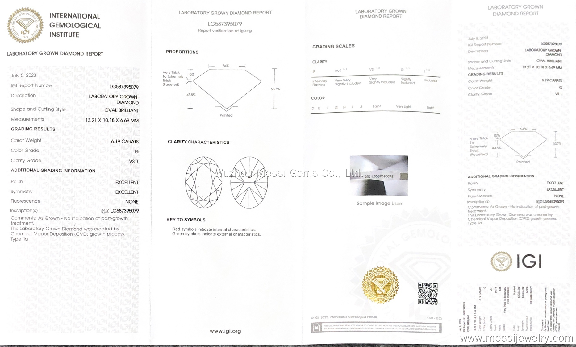 Oval Shape 6.19ct G VS1 HPHT Diamond CVD Lab Grown Diamond IGI Certificate LG587395079 9