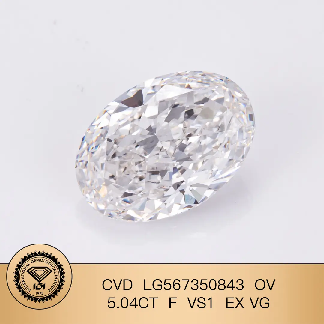 IgI ovale 5.04 ct f vs1 ex vg cvd LG567350843 Lab Grown Diamond - Gioielli Messi 1