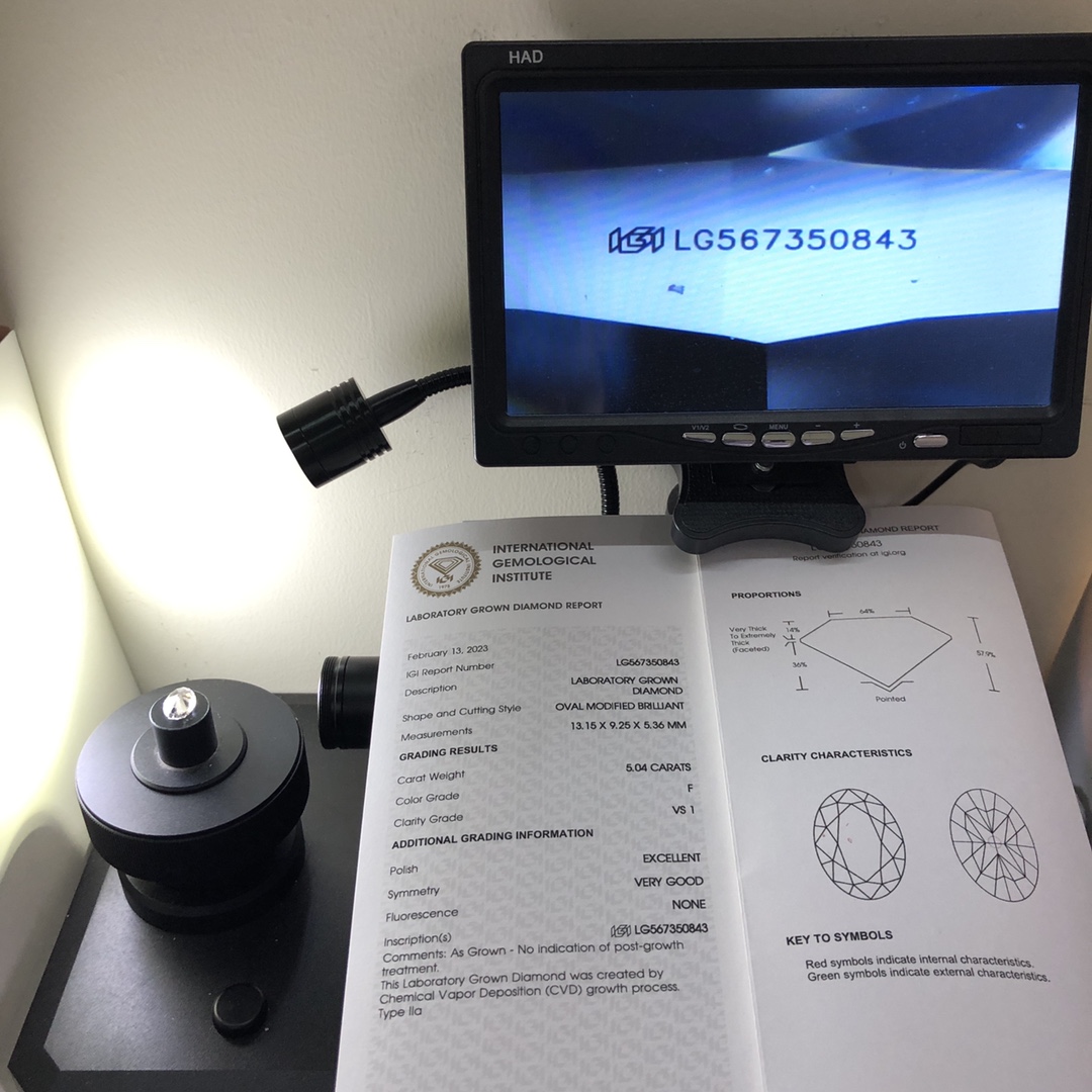 IGI Oval 5.04 CT F VS1 EX VG CVD LG567350843 Lab Grown Diamond  - Messi Jewelry 17