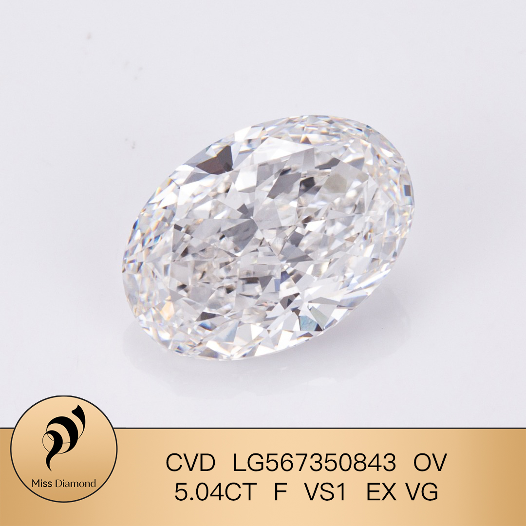  Best IGI Oval 5.04 CT F VS1 EX VG CVD LG567350843 Lab Grown Diamond Company - Messi Jewelry 