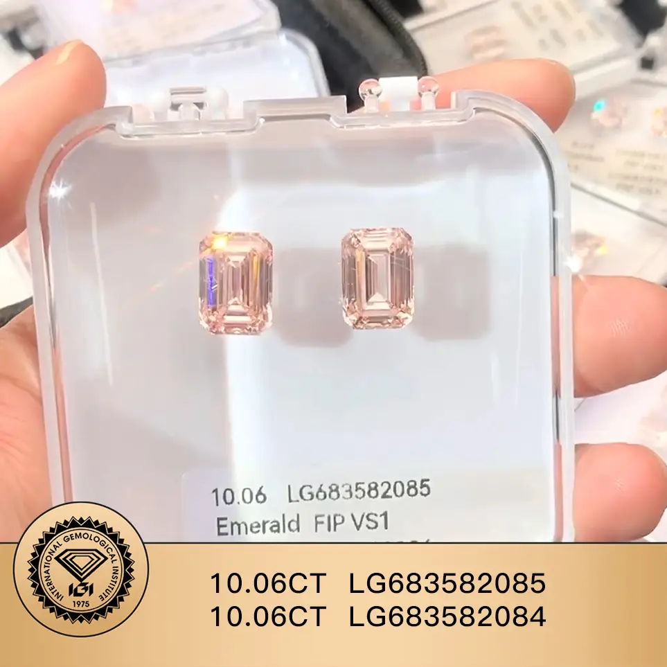 메시 보석 실험실 다이아몬드 10.06ct LG683582085 에메랄드 팬시 강한 핑크 10.06ct LG683582084 FIP 대1 1