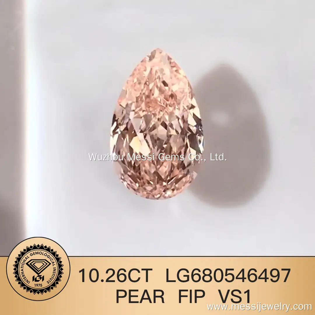 Messi Jewelry Lab Diamond 10.26ct Pear Fancy Intense Pink VS1 LG680546479 1