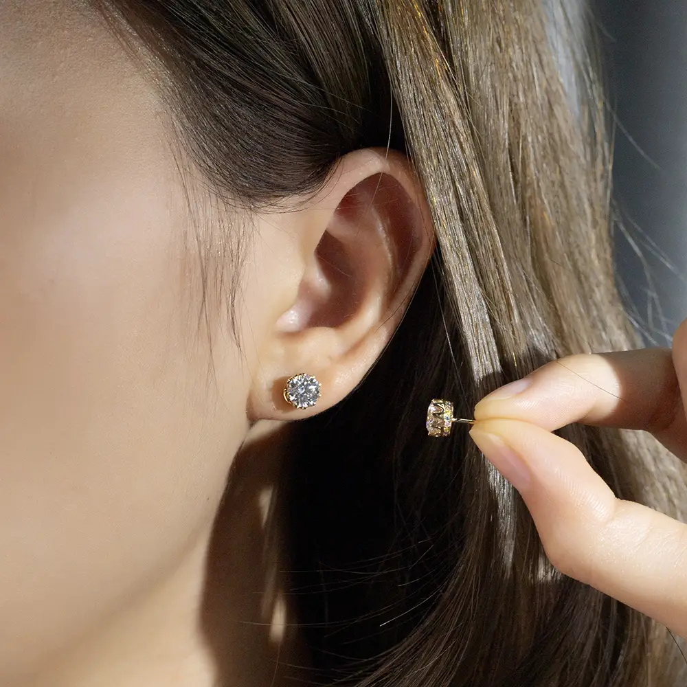 Lab Diamond 18K Yellow Gold Earrings | HD Photos | IGI Certified 3