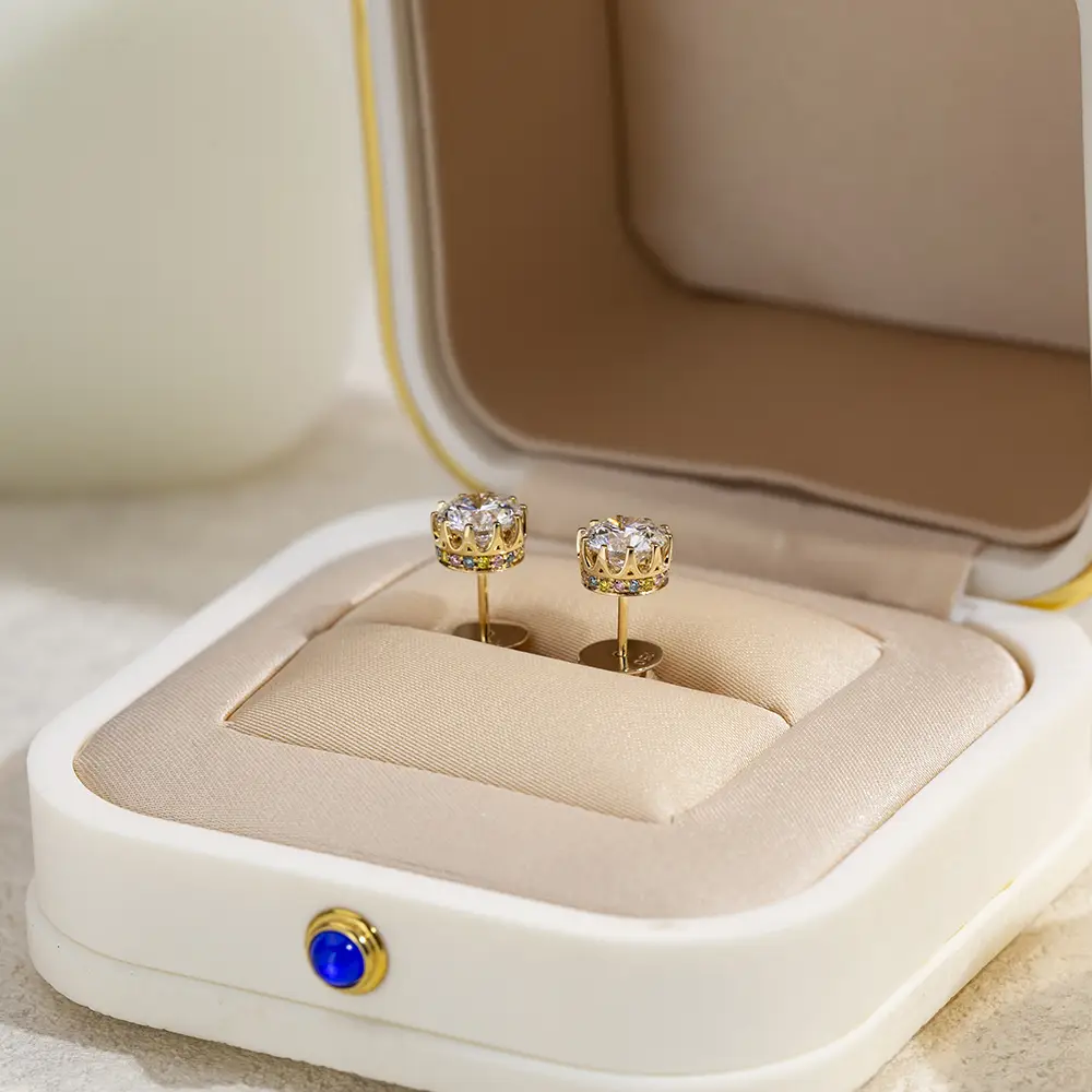 Lab Diamond 18K Yellow Gold Earrings | HD Photos | IGI Certified 4