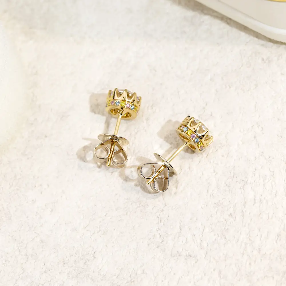 Lab Diamond 18K Yellow Gold Earrings | HD Photos | IGI Certified 6
