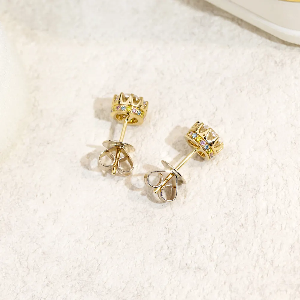 Messi Jewelry MSE-782 Lab Diamond Yellow Gold Earrings 6