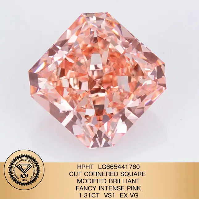1.31ct vs1 ex vg tagliato a quadro rango di fantasia brillante intenso hpht lg rosa lg665441760 1