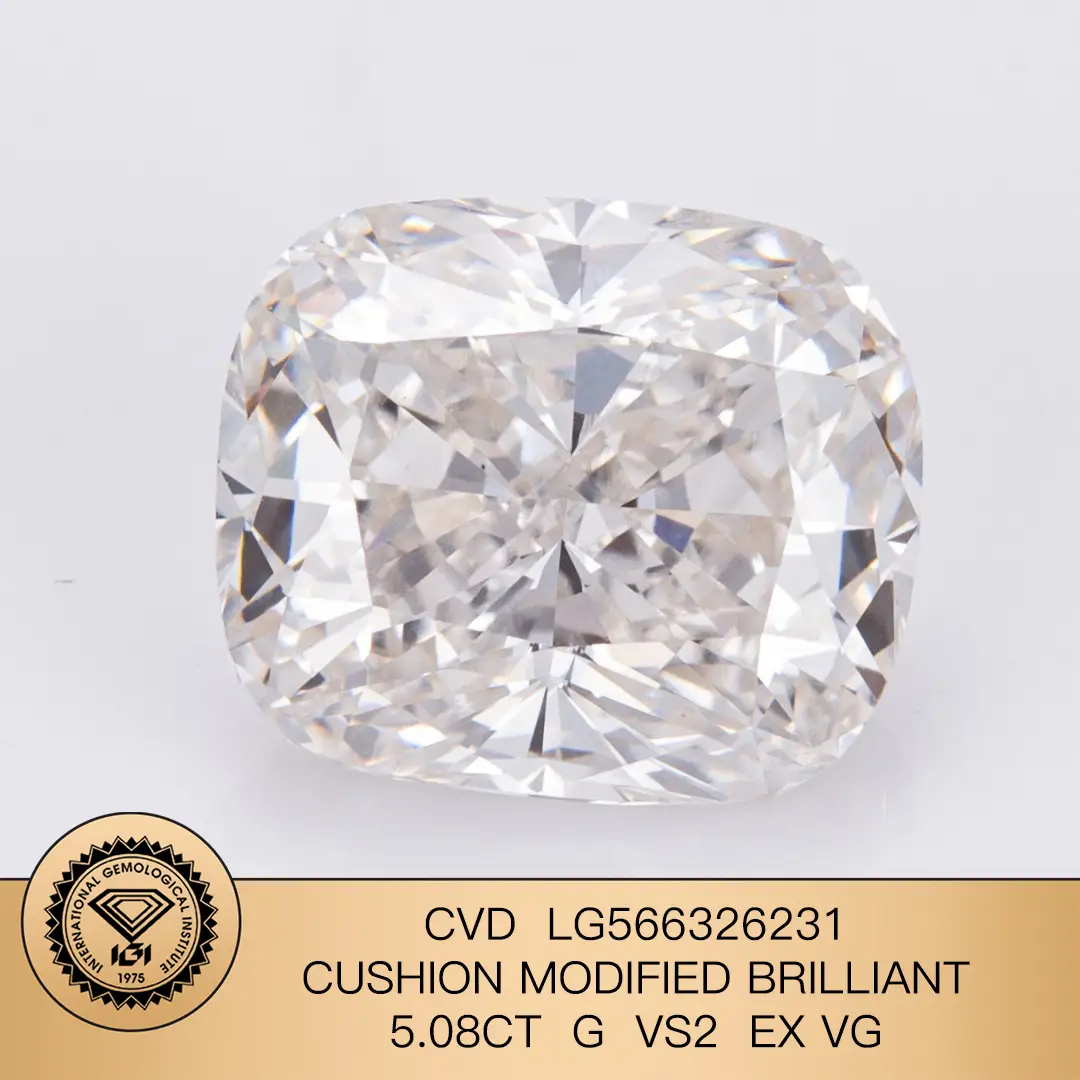 Cuscino CVD modificato Brilliant 5.08ct G VS2 EX VG LG566326231 | Gioielli Messi 1