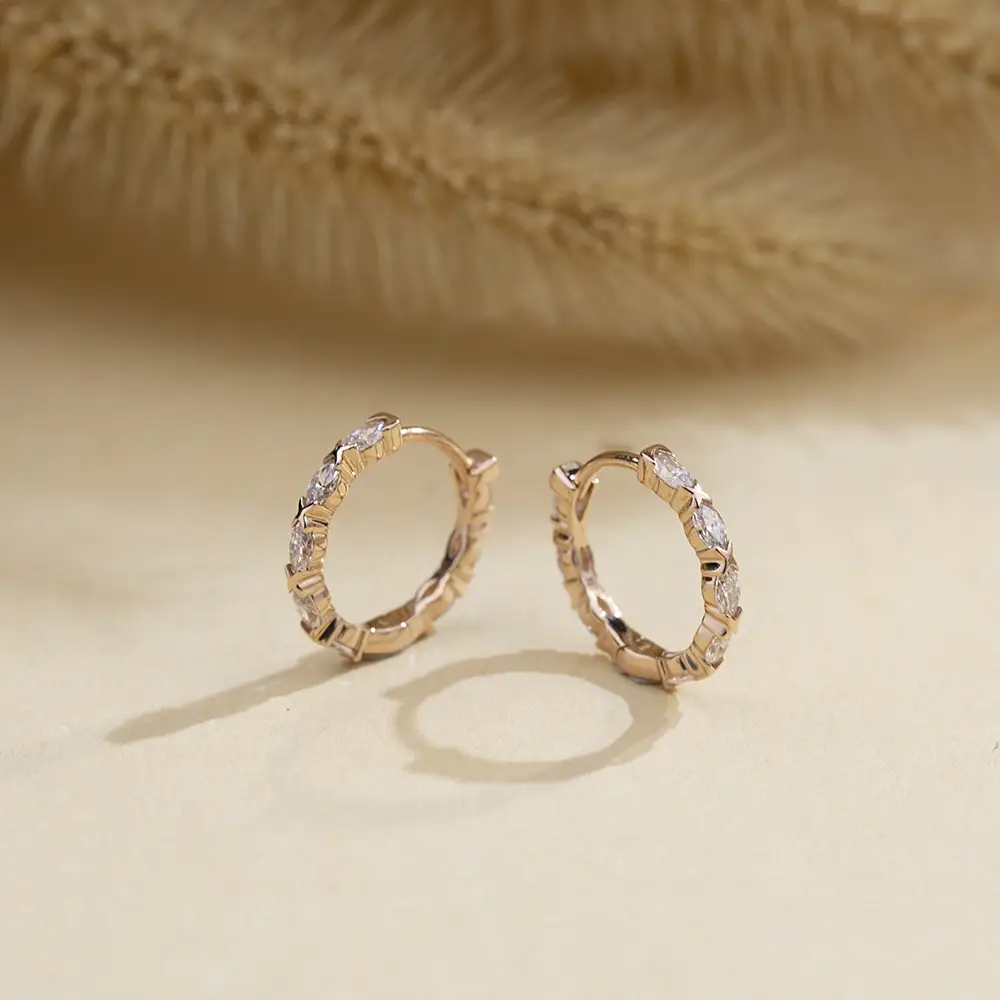 18K Rose Gold Marquise Cut Lab Diamond Earrings - Messi Jewelry 7