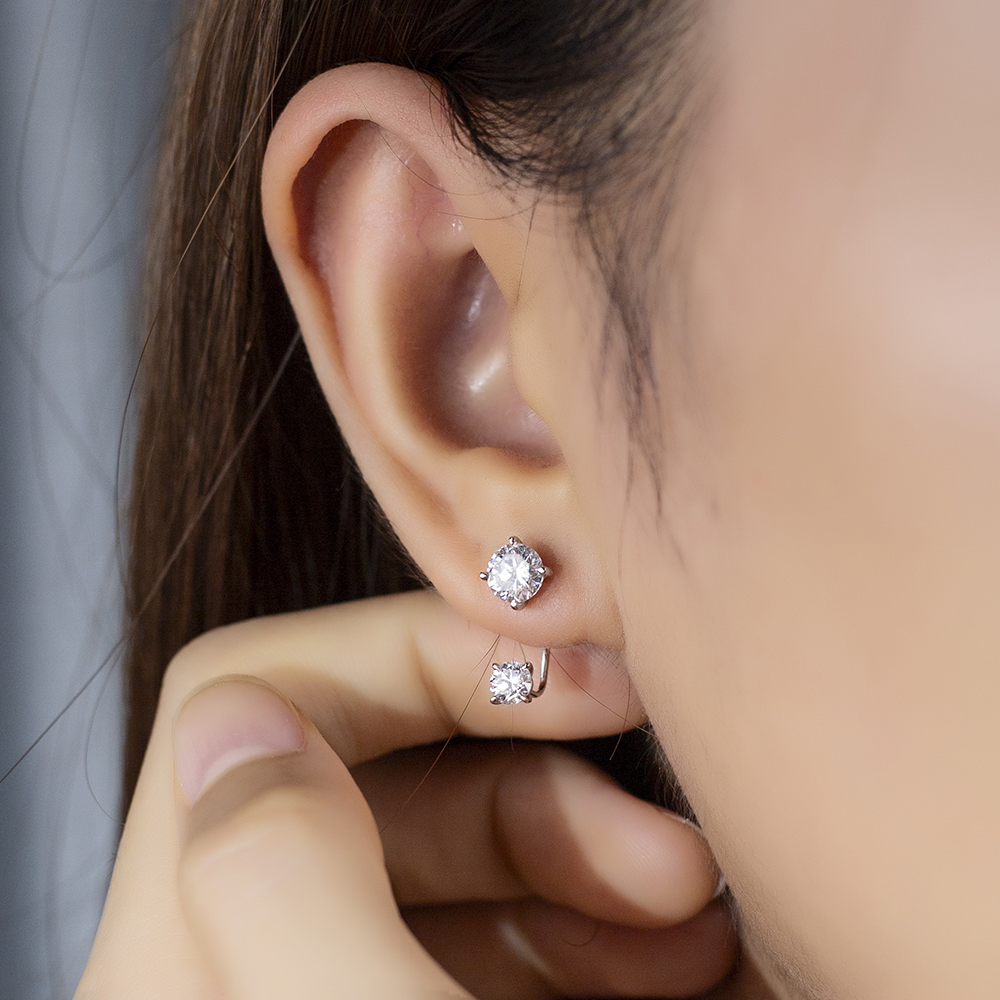 Messi Jewelry MSE-732 18K 14K White Gold Earring Lab Diamond CVD Customized Jewerly 10