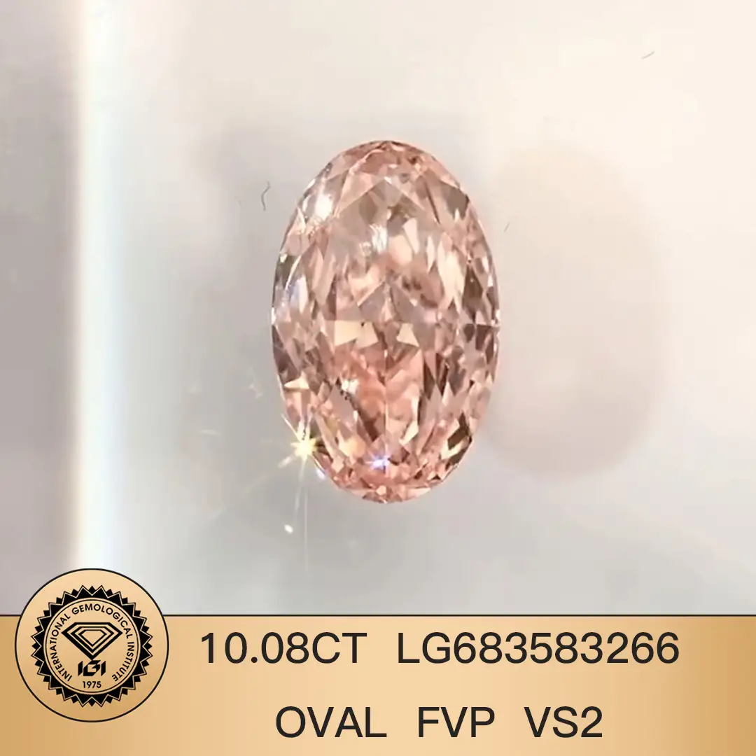 Fancy Vivid Pink Lab Grown Diamond Oval Forma 10.08Ct Vs2 CVD Diamond con certificato IGI LG683583266 | Gioielli Messi 1