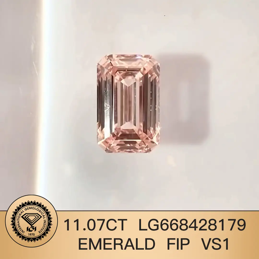 에메랄드 컷 11.07ct 멋진 강렬한 핑크 대 다이아몬드 실험실 성장 다이아몬드 IGI 인증서 LG668428179 | 메시 보석 1