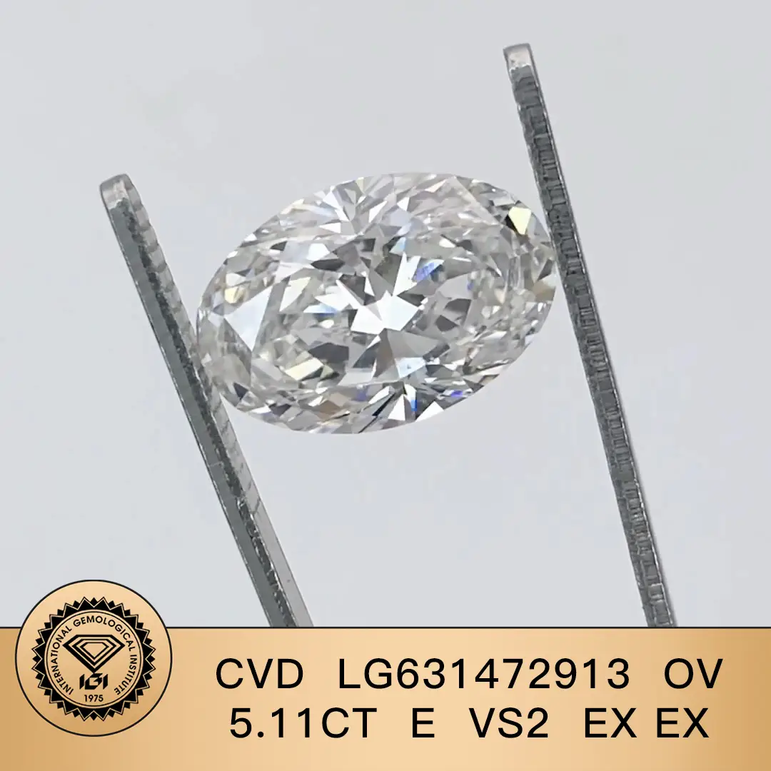 Certificato IGI ovale 5.11ct e vs2 ex CVD LG631472913 per gioielli di lusso | Gioielli Messi 1