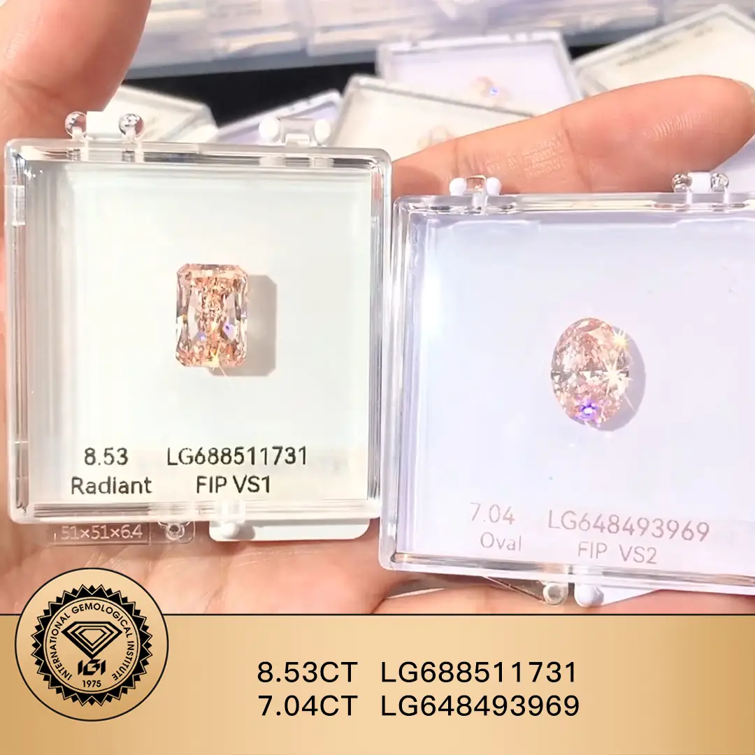 메시 보석 실험실 다이아몬드 팬시 강렬한 핑크 8.53ct LG688511731 Radiant VS1 7.04CT LG648493969 타원형 대 타원형 VS2 1