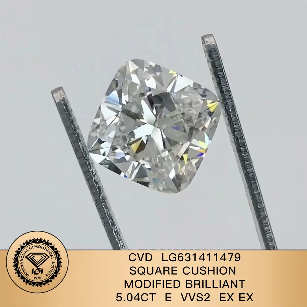 Cuscino quadrato IGI 5.04ct modificato e VVS2 EX EX EX LG631411479 CVD | Gioielli Messi 1