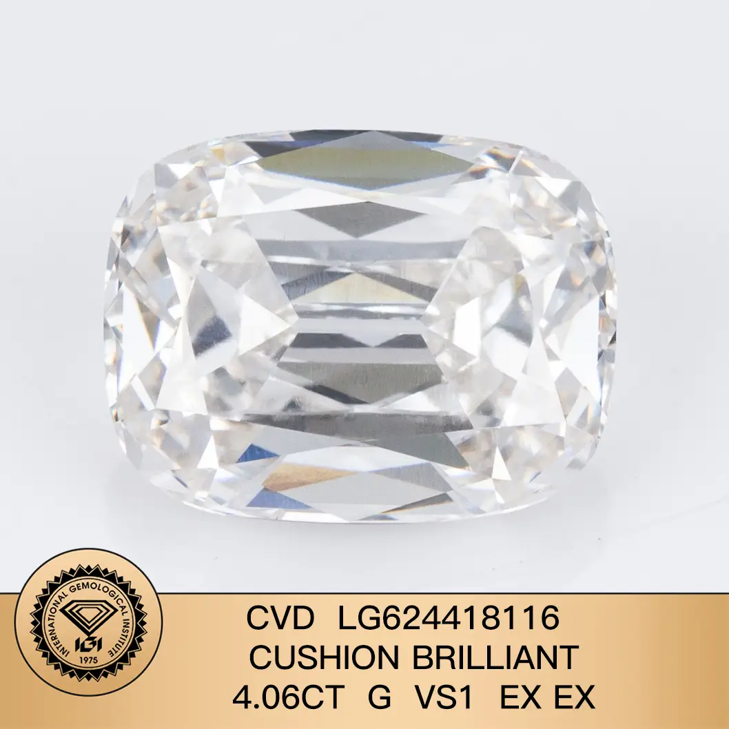 Cuscino IgI 4.06ct brillante G vs1 ex cvd lg624418116 laboratorio coltivato diamante 1
