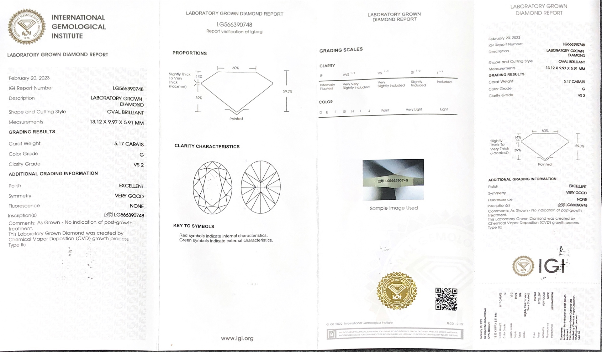 CVD Lab Grown Diamond Oval 5.17CT G VS2 EX VG Para sa Alahas LG566390748 | Messi Alahas 3