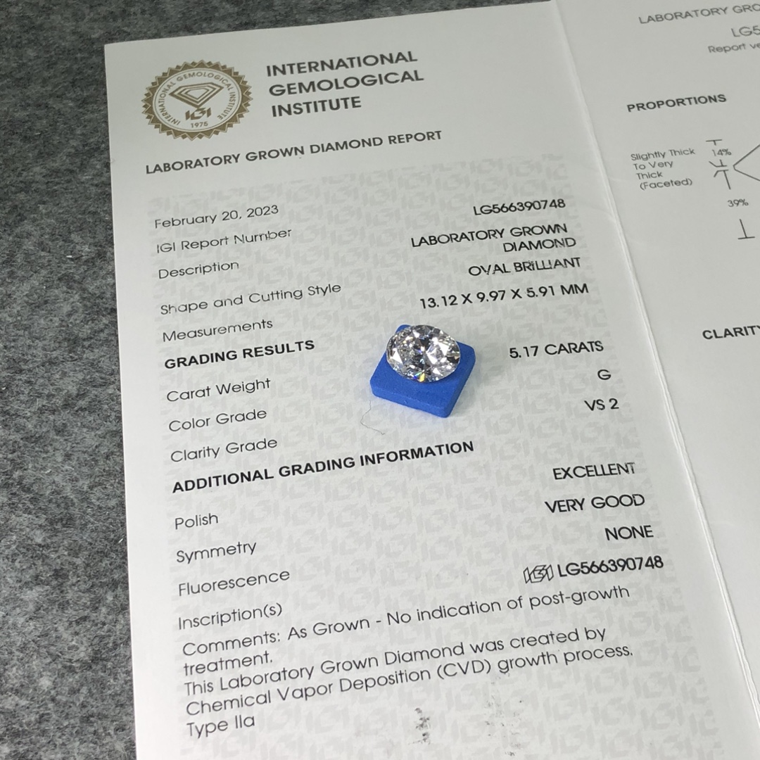 CVD Lab Grown Diamond Oval 5.17CT G VS2 EX VG Para sa Alahas LG566390748 | Messi Alahas 2