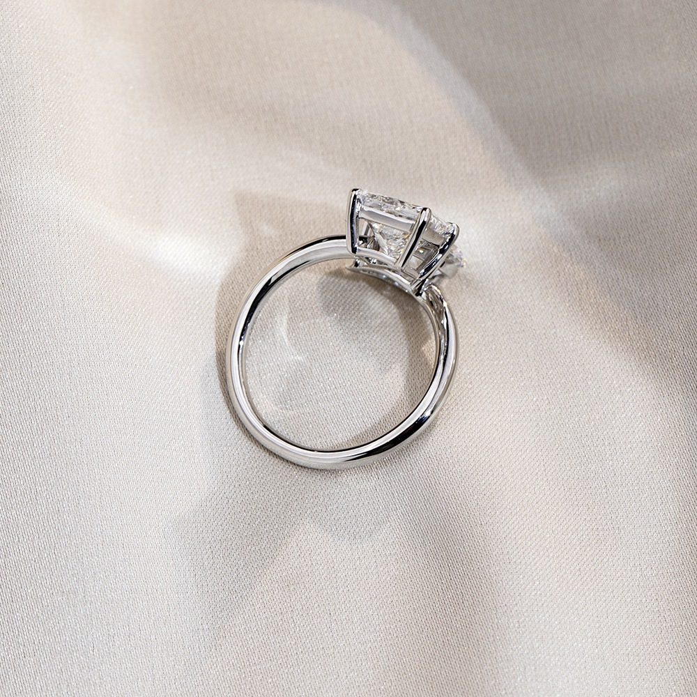 MSR-1736 18K Puti nga Bulawan nga Prinsesa Square&Ang Pear Lab Grown Diamond Ring 9